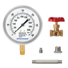 Ma348 Measureman 3.5 Inch Fire System Pressure Gauge Kit 0-300 Psi Dual Scale 1/4 Npt Lower Mount