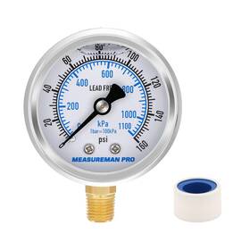 Mp015 Measureman Pro 2 Inch Dial Size Glycerin Filled Pressure Gauge 0-160psi/kpa 304 Stainless St