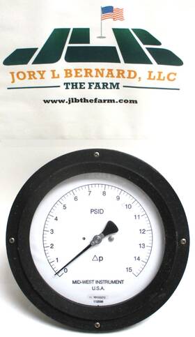 106me-10-00 Midwest Instrument Instruments Pressure Gauge 0-15 Psid 1500-psi Surplus
