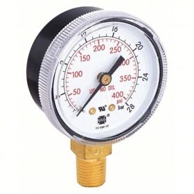 Ga138-03 Miller Electric Pressure Gauge 0 To 400 Psi 1/4 In Mnpt Steel Black