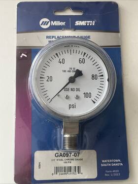 Ga097-07 Miller Smith 097-07 Gauge 2.5 In Steel Chrome 100 Psi/bar