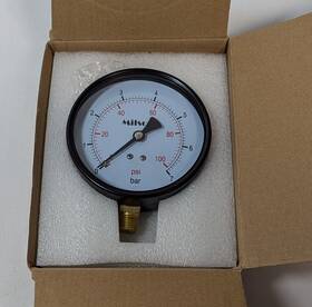 Milson 712755544547 4 Inch Pressure Gauge Black Steel 100 Psi 1/4 Npi