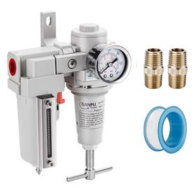Nanpu 050132662379 3/8 Inch Npt High Pressure Air Filter/regulator Combo T-handle Semi-auto Drain