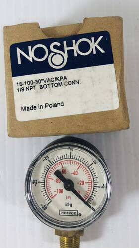 15-100-30 No Shok Noshok Gauge 15-100-30zvac/kpa 1/8 Npt Bottom Connect