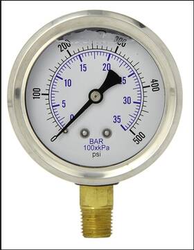 P.i.c. 313037256204 Liquid Filled Pressure Gauge 2.5 Inch Dial Display Stainless Steel Case Brass Int P.i.c. 313037256204 Liquid Filled Pressure Gauge 2.5 Inch Dial Display Stainless Steel Case Brass Int
