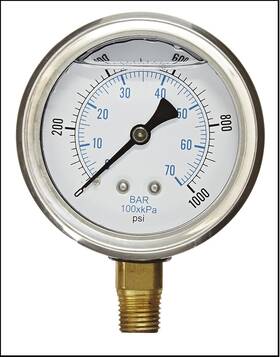 P.i.c. 445000648686 Liquid Filled Pressure Gauge 2.5 Inch Dial Display Stainless Steel Case Brass Int