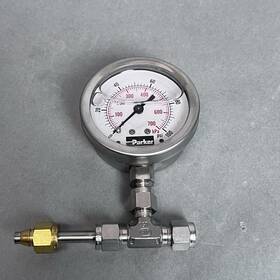 86753000 Parker Pressure Gauge 100 Psi Glycerin Filled With 316 Ss Fittings