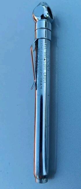 917041 Pcl Vtg Tyre Pressure Gauge Pocket Metal Auto Bike Tires Tool Made In England