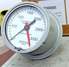 6685-00-928-4188 Perma Cal 3 Inch 3000 Psi Pressure Gauge Surface Mount Adjustable Navy Issue A0s3