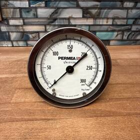 Q-8603 Permea 81128 - Pressure Gauge 0-300psi P N Bronze Tube Brass Socket