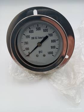 314d-254m Pic Pressure Gauge 2-1/2 Inch 0-1000psi Panel Mount Liquid Filled