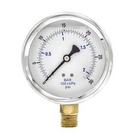 201l-402c Pic Gauges Pressure Gauge To 30 Psi 1/2 In Mnpt Stainless Steel