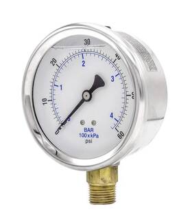 201l-402d Pic Gauges Gauge 4 Inch Dial 0/60 Psi Range 1/2 Male Npt Connection Size