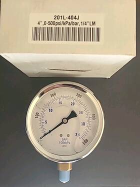 201l-404j Pic Gauges Gauge 4 Inch Dial 0/500 Psi Range 1/4 Male Npt Connection Size Bottom