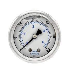 202l-204d Pic Gauges Center Back Mount Glycerine Filled Pressure Gauge With Ss