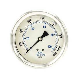 202l-404n Pic Gauges Industrial Pressure Gauge To 1 500 Psi 4 In Dial 1/4