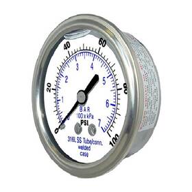 302l-204o Pic Gauges Center Back Mount Glycerine Filled Pressure Gauge With Ss Case/intern