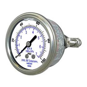 303d-208g Pic Gauges U-clamp Panel Mount Dry Pressure Gauge With Ss Case/internals/bezel