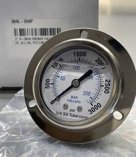 304l-204p Pic Gauges 2 Inch Dia. 0-3000 Psi 1/4 Connection 316 Ss Face Mount 304l-204p Pic Gauges 2 Inch Dia. 0-3000 Psi 1/4 Connection 316 Ss Face Mount