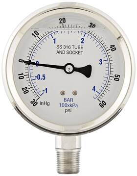 301l-402cd Pic Gauges 424825351179 Bottom Mount Glycerine Filled Pressure Gauge With Ss Case/internals/