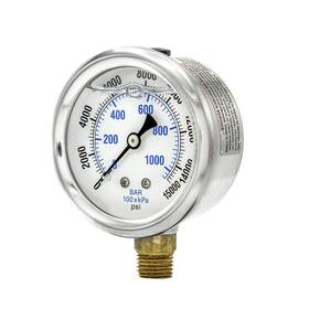 Pic Gauges 430988584231 Pro-201l-254v 0-15000 Psi Pressure Gauge 2 1/2 Inch Dial 1/4 Male Npt Connecti