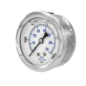 Pic Gauges 430989056683 Pro-202l-254m Center Back Mount Glycerin Filled Industrial Pressure Gauge With