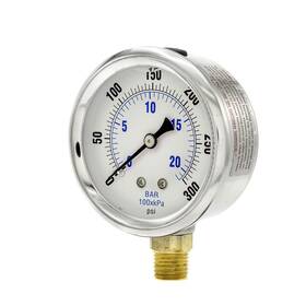 Pic Gauges 436829208595 Pro-201l-254h Bottom Mount Glycerin Filled Industrial Pressure Gauge With Ss Ca