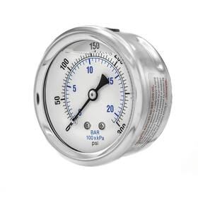 202l-254h Pic Gauges 436829290286 Center Back Mount Glycerin Filled Industrial Pressure Gauge With Ss