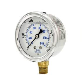 Pic Gauges 439156426960 Pro-201l-254o 0-2000 Psi Pressure Gauge 2 1/2 Inch Dial 1/4 Male Npt Connection