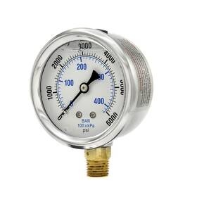 Pic Gauges 439453598322 Pro-201l-254s 0-6000 Psi Pressure Gauge 2 1/2 Inch Dial 1/4 Male Npt Connection