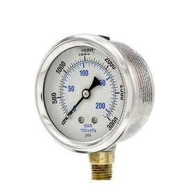 Pic Gauges 850022299759 Gauge Pro-201l-254p 0-3000 Psi Pressure 2 1/2 Inch Dial 1/4 Male Npt