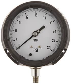 Ahg6-a50.h17 Pic Gauges Gauge 4.5 Inch Dial 0/30 Psi Range 1/4 Male Npt Connection Si
