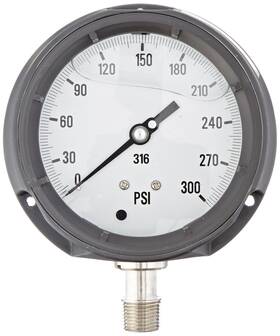 Ahg6-a61.h25 Pic Gauges Gauge 4.5 Inch Dial 0/300 Psi Range 1/2 Male Npt Connection S