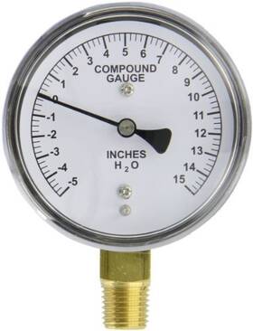Lp1-254-5-0-15 Pic Gauges Bottom Mount Dry Non-fillable Low Pressure Gauge With Chrome Cas