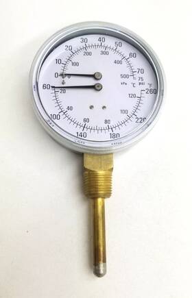 Tri-rc-402l-d Pic Gauges 4 Inch Tridactor Boiler Pressure Gauge 1/2 Npt 0/75 Psi Lower Mount