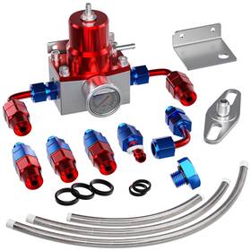Fpr-1005-bl-r Plobeda Efi Fuel Pressure Regulator Kit With Bypass Return 0-100psi Gauge An