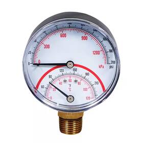 3ptg-200p Plumbflex 0-200 Psi Gauge Pressure And Temperature 1/2 Inch Brass Npt