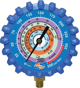G430nd Products Inc. 3-1/8 Inch Blue/low Pressure Npf Gauge With Boot Psi F R410a/r22/r404a/r13