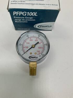 Pfpg100l Proflo New 2 1/2 Inch Pressure Gauge 0-100 Psi