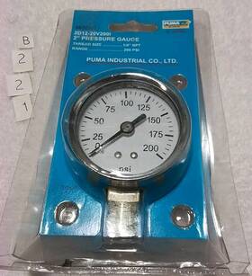 710325-1 Puma Industrial Co 2 Inch Air Pressure Gauge 0-200 Psi