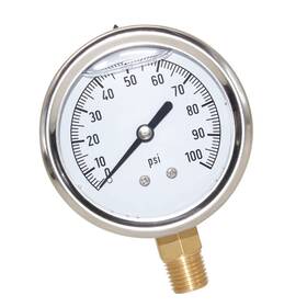 01650-q2-lfgauge Qolekog 2-1/2 Inch Dial 1/4 Npt 100psi 304 Stainless Steel Glycerin Filled Pressure Ga