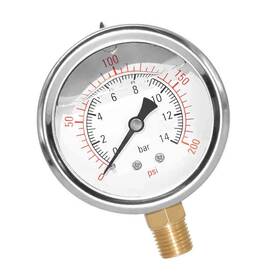 01660-q2-lfgauge Qolekog 2-1/2 Inch Dial 1/4 Npt 200psi 304 Stainless Steel Glycerin Filled Pressure Ga