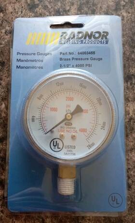 64003455 Radnor Brass Pressure Gauge Replacement 2-1/2 Inch X 4000 Psi Part #
