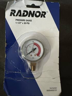 Rad64000151 Radnor Radner 1-1/2 X30 Psi Pressure Gauge