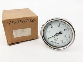 Pg40-s2-c4-p17 Reotemp Pg40s2c4p17 New Gauge Ss/brass 0-60psi 1/4 Inch Back Mount