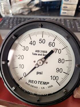 Pt45p1c4p18dt Reotemp 0-100psi 4 1/2 Inch Face Industrial Process Gauge 1/4 Npt