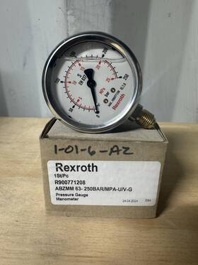 R900771208 Rexroth Pressure Gauge 250 Bar 63 Mm Face Diameter