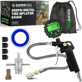 Rhino Usa 810109891528 Digital Tire Pressure Gauge With Inflator 250 Psi Professional Ai
