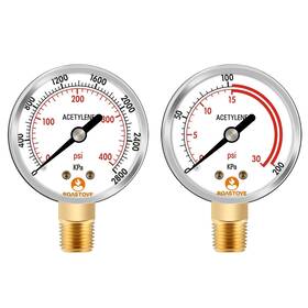 Rg2023 Roastove Low And High Pressure Gauges For Acetylene Regulator 0-30 Psi 0-400psi