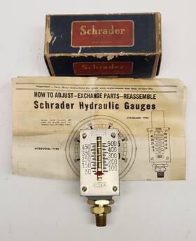 9114w Schrader Vintage Hydraulic Pressure Gauge 0-500 - Usa -new In Box